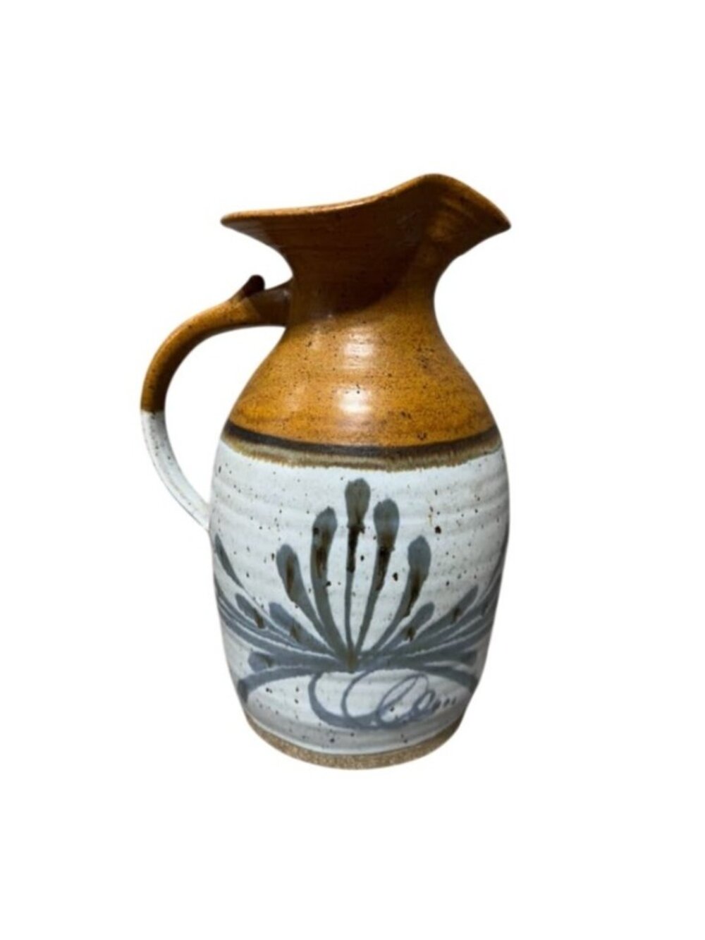 Emerson Creek Pottery Pitcher hand painted Pitcher Vase Decor Repaired 10.5"